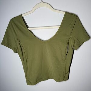 lululemon athletica Olive Green V-Neck Crop Top